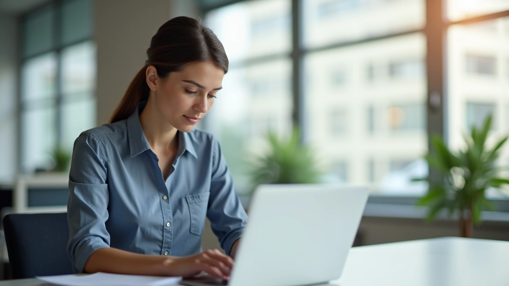 Professioneel werkt geconcentreerd aan laptop