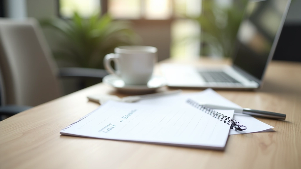 Professionele werkplek met laptop, notebook en organisatiemiddelen voor productiviteitssystemen